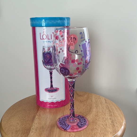 Lolita Wine Glass 15 oz Hand Painted 21st Birthday Party Gift Celebrate Girly - Picture 4 of 7